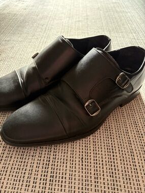 Steve Madden Black Double Monk Strap Leather Shoes